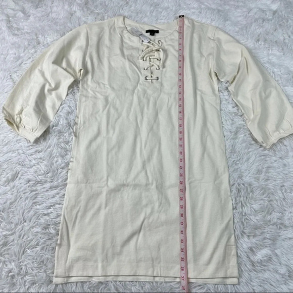 New J Crew Lace Up Balloon Sleeve Dress Ivory AX320 - Picture 9 of 9